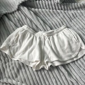 White Waffle Knit Shorts